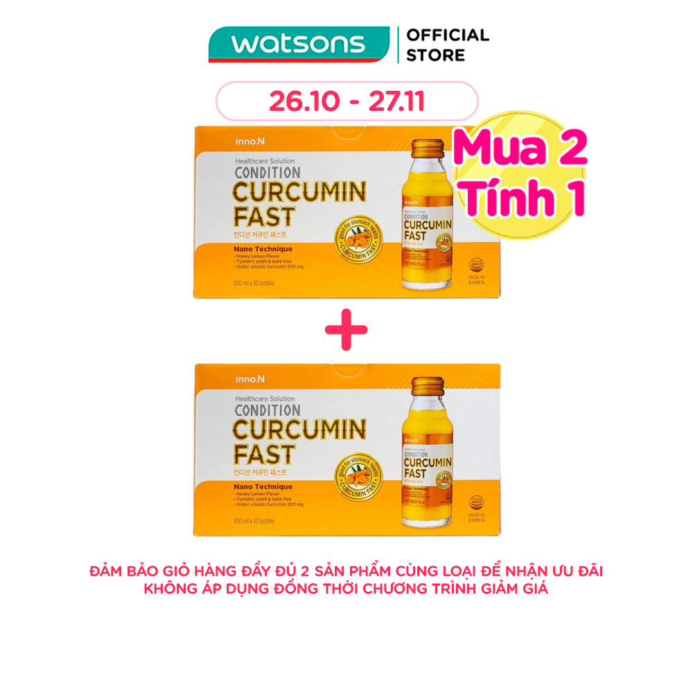 Thực Phẩm Bảo Vệ Sức Khỏe InnoN Condition Curcumin Fast Nano Nghệ Tăng Cường Hỗ Trợ Dạ Dày 100ml x10 Chai