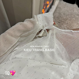 Set Áo Sơmi Tơ Nhũ Miuiu Kèm Sooc Kiều Trang Basic