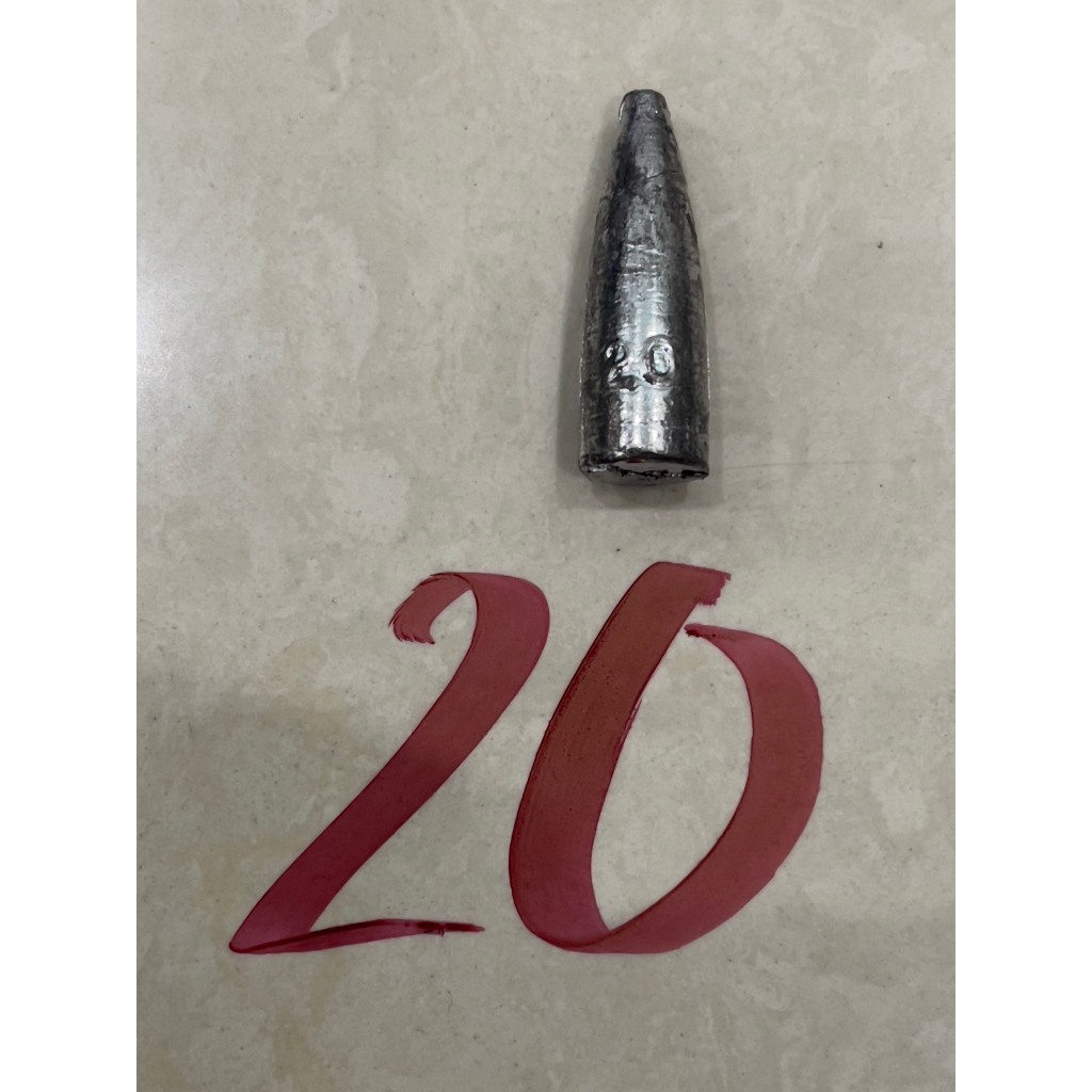 Chì hình đầu đạn trọng lượng 10 - 20 - 30 - 40 dùng trong câu cá.