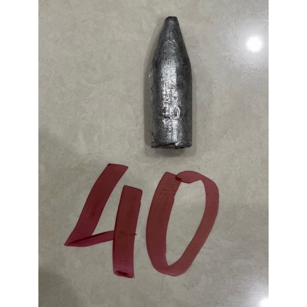 Chì hình đầu đạn trọng lượng 10 - 20 - 30 - 40 dùng trong câu cá.