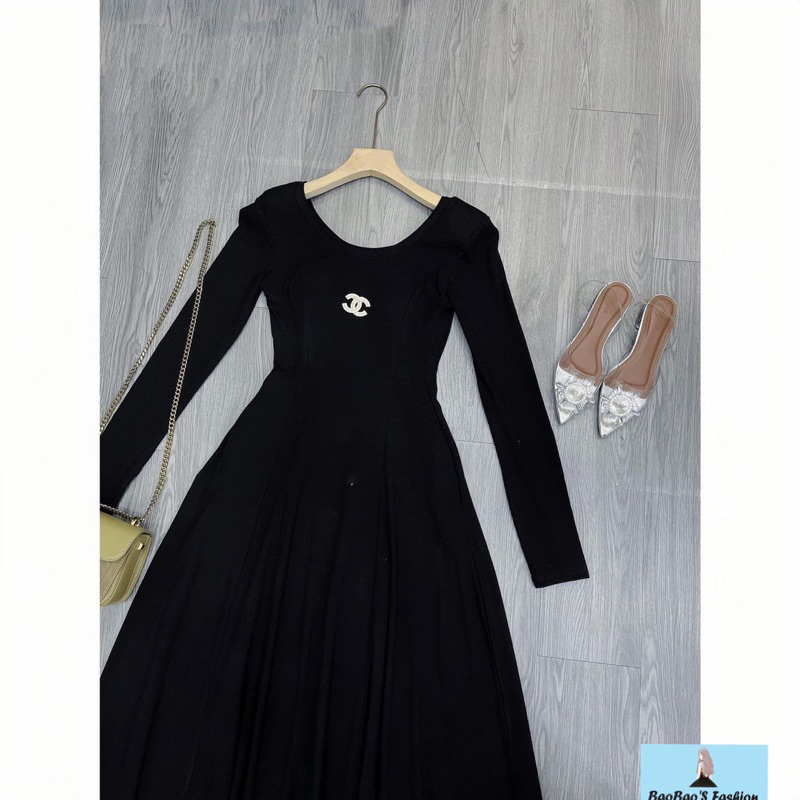 Đầm zip dáng xoè dài kèm tag