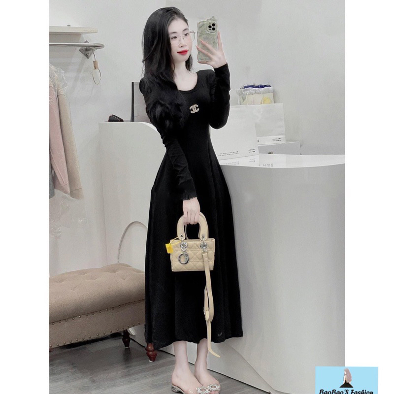 Đầm zip dáng xoè dài kèm tag