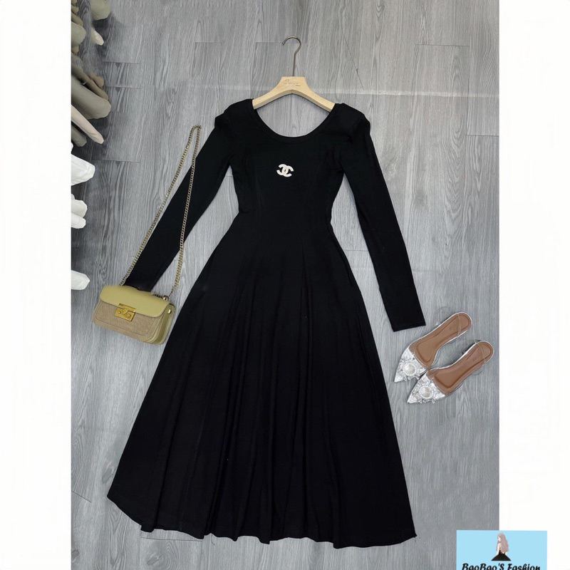 Đầm zip dáng xoè dài kèm tag