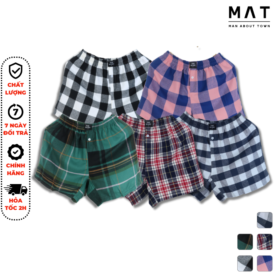 Quần short nam họa tiết kẻ caro chất liệu Cotton mềm mịn, bền màu lâu phai - MAT MAN ABOUT TOWN