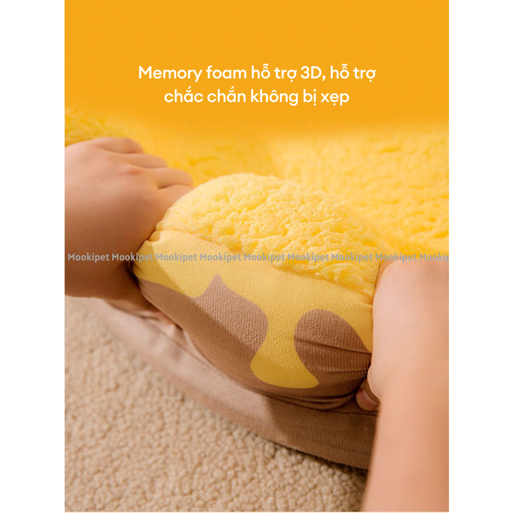 Ổ đệm mùa đông cho chó mèo lót nỉ dày siêu dữ nhiệt Mooki Pet