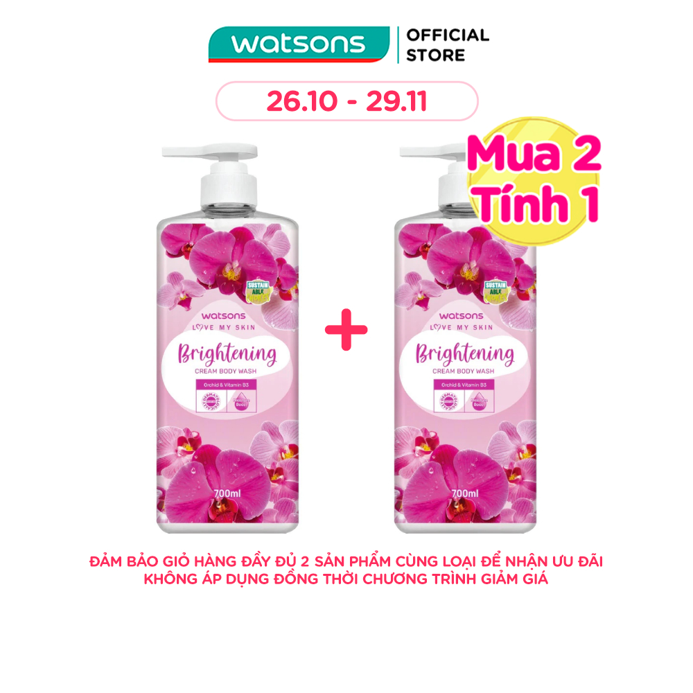 Kem Tắm Watsons Love My Skin Brightening Cream Body Wash 700ml