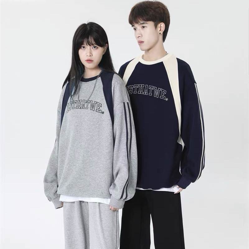 Áo Nỉ Sweater Retro Hàn Quốc phối sọc tay nam nữ form rộng unisex, áo phông dài tay nam nữ phong cách Ulzzang