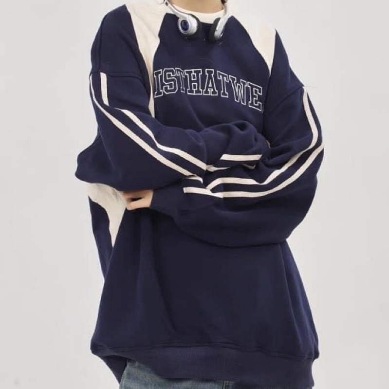 Áo Nỉ Sweater Retro Hàn Quốc phối sọc tay nam nữ form rộng unisex, áo phông dài tay nam nữ phong cách Ulzzang