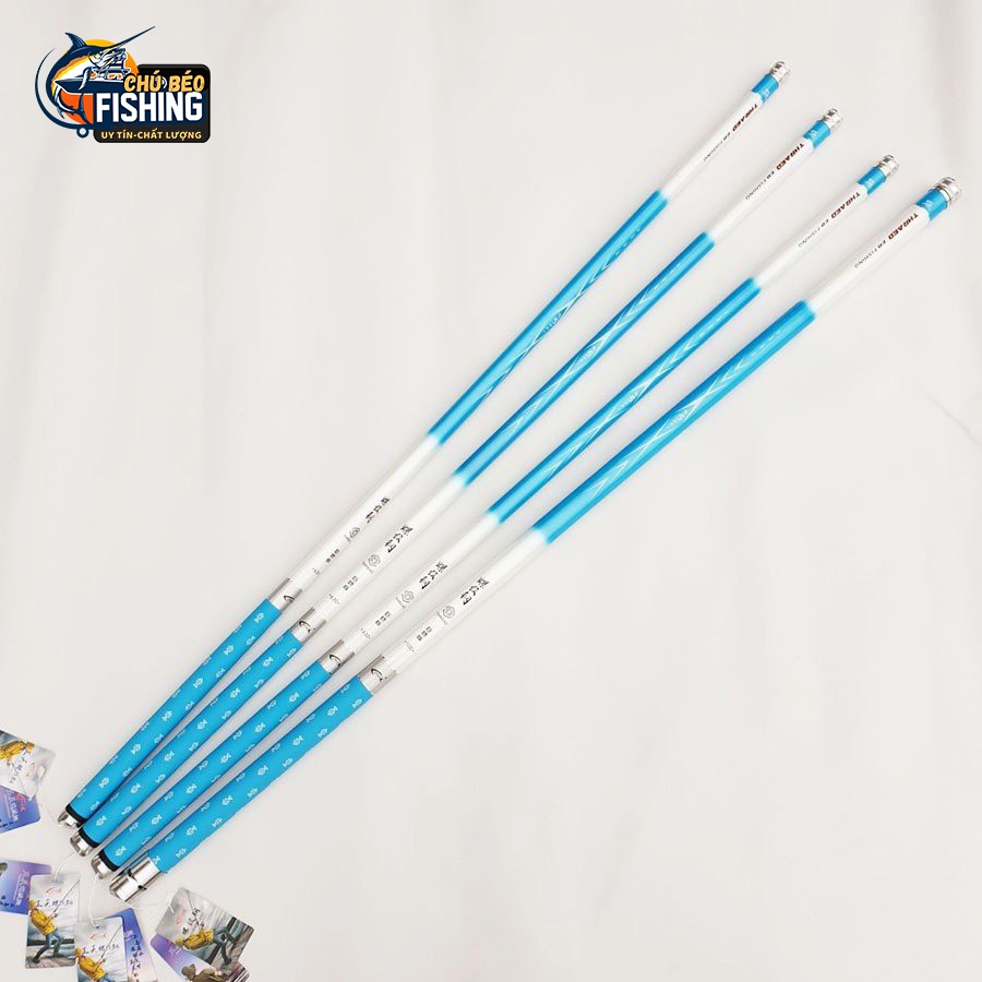 Cần câu tay câu đài Bạch Kinh Thiên xanh và cam 6h carbon xoắn cao cấp xanh và cam tặng kèm ngọn phụ - Chú béo Fishing