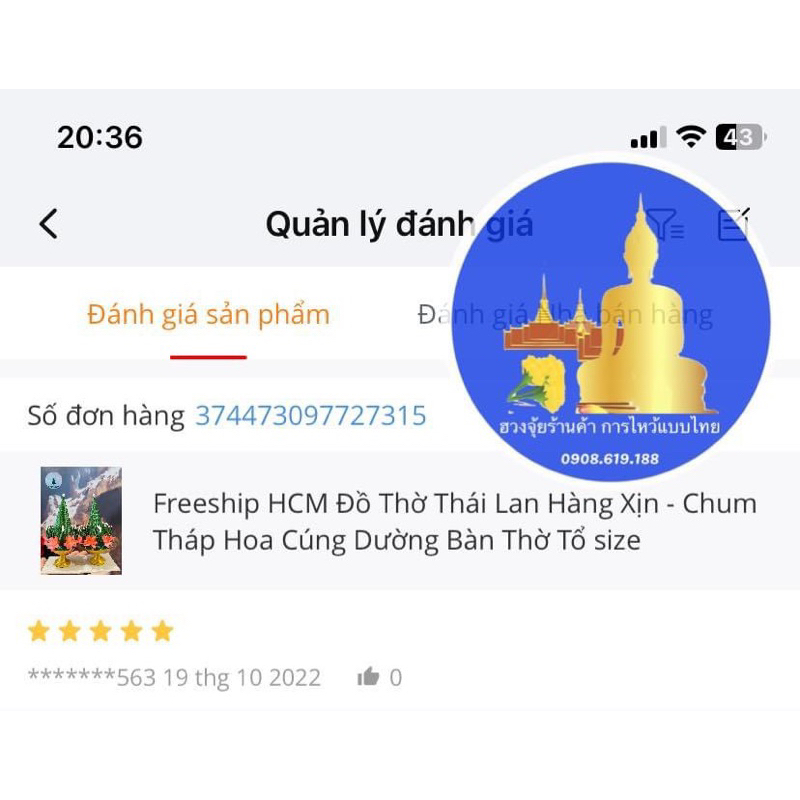 ĐỒ THỜ THÁI LAN-1 CẶP CHUM THÁP HOA XANH SIZE LỚN 22CM GIÁ SALE SỐC