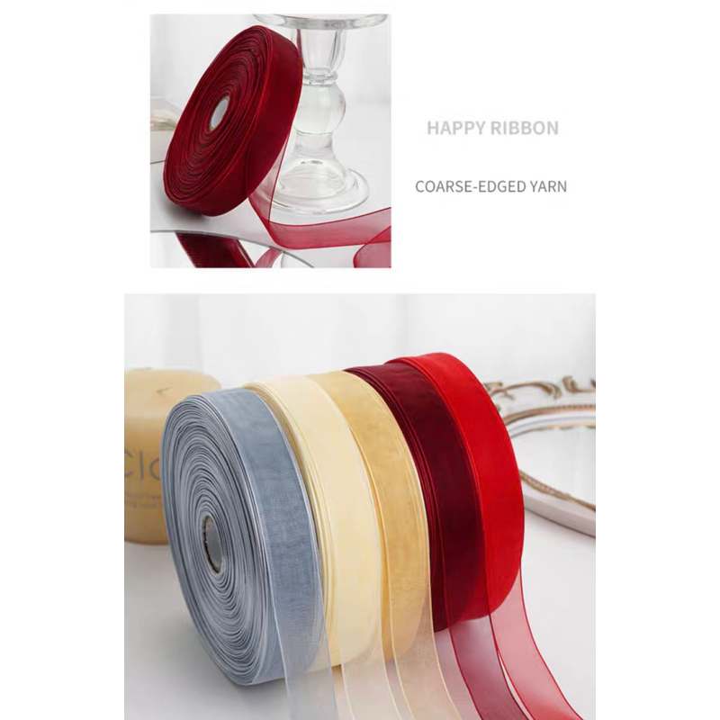 RUY BĂNG làm nơ rộng 2cm, dài 91m. ruy băng ren, ruy băng voan nhiều màu