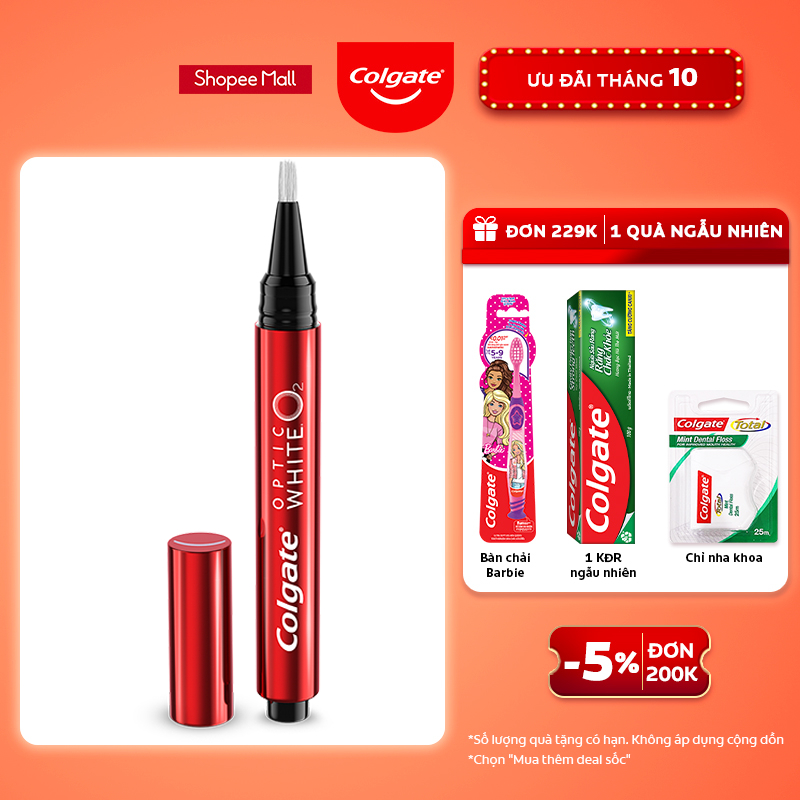 Bút trắng răng Colgate Optic White O2 2,5ML răng trắng 3 tông an toàn, không ê buốt