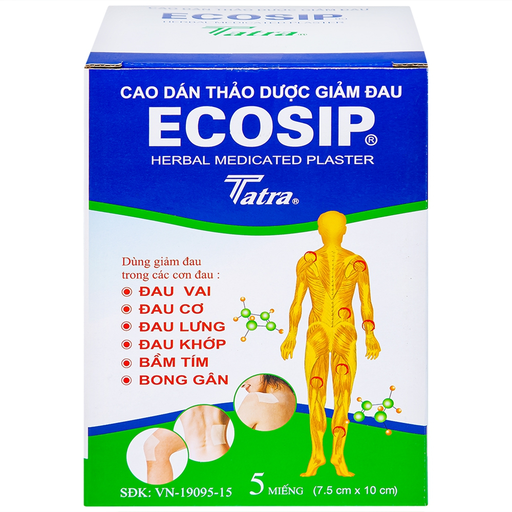Cao dán thảo dược giảm đau ECOSIP - gói 5 miếng 7,5 x 10 cm