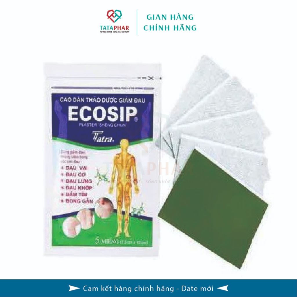 Cao dán thảo dược giảm đau ECOSIP - gói 5 miếng 7,5 x 10 cm