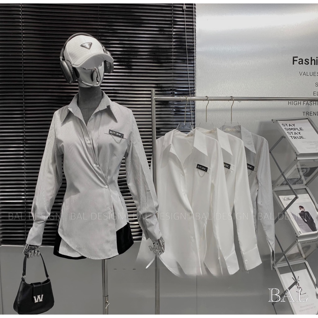 Set áo sơ mi kẻ chèo vạt mix quần short năng động