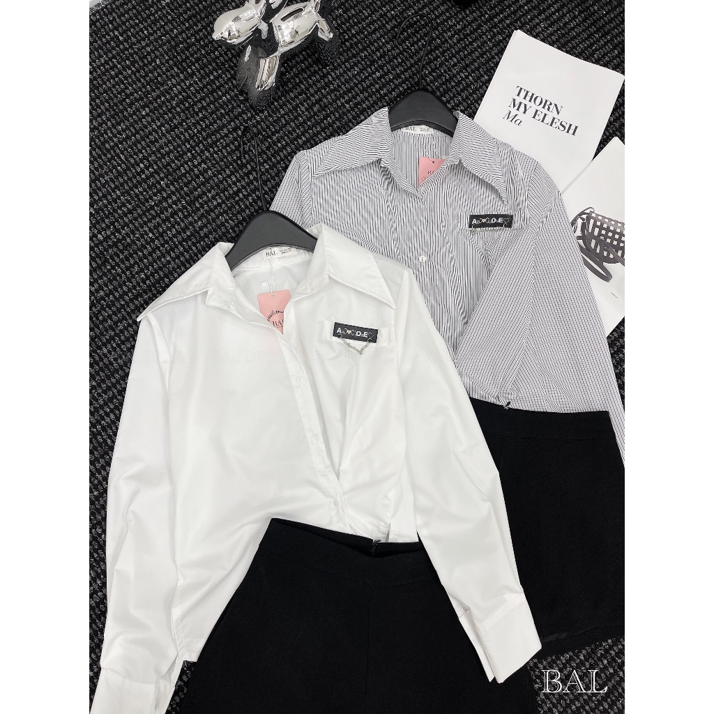 Set áo sơ mi kẻ chèo vạt mix quần short năng động