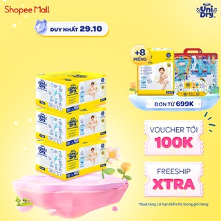 Combo 3 Tã dán UniDry Siêu khô thoáng mới size M/L - thùng 50 miếng