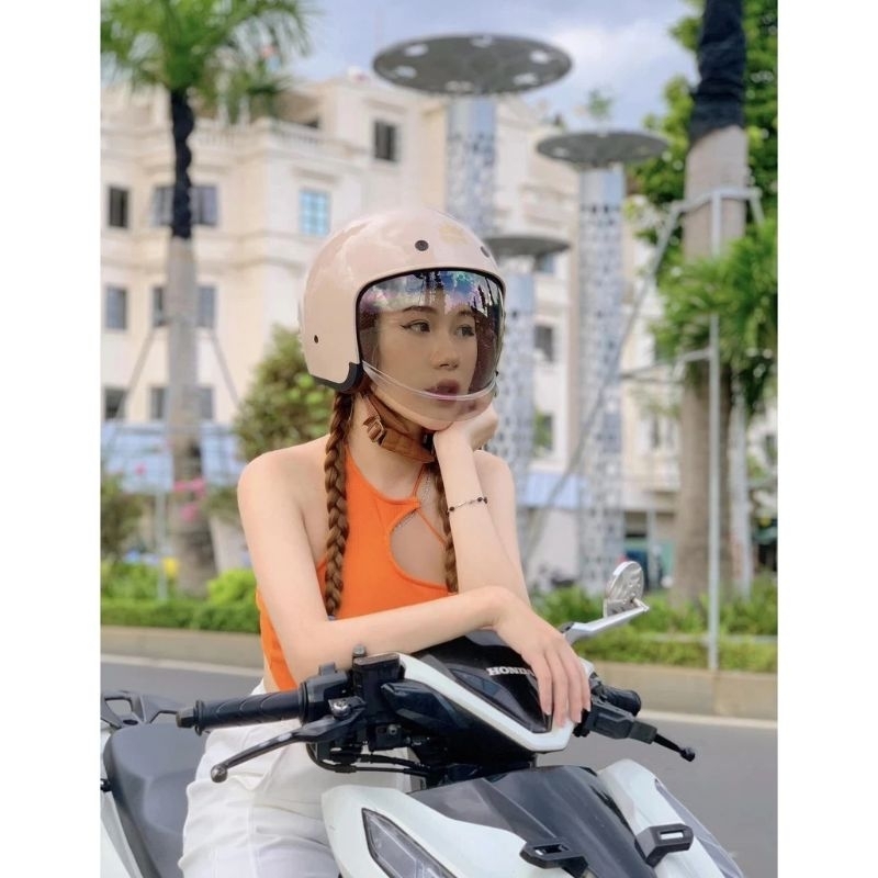 Mũ bảo hiểm chính hãng royal dấu kính m139 cao cấp - Nón bảo hiểm Âm kính m139 royal màu kem sữa