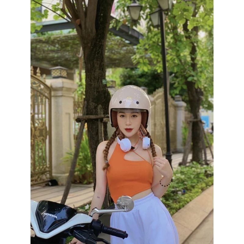 Mũ bảo hiểm chính hãng royal dấu kính m139 cao cấp - Nón bảo hiểm Âm kính m139 royal màu kem sữa