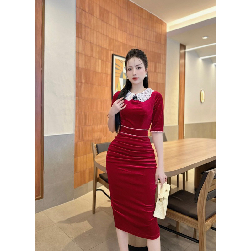 VÁY NHUNG ÔM BODY DÁNG DÀI QUA GỐI