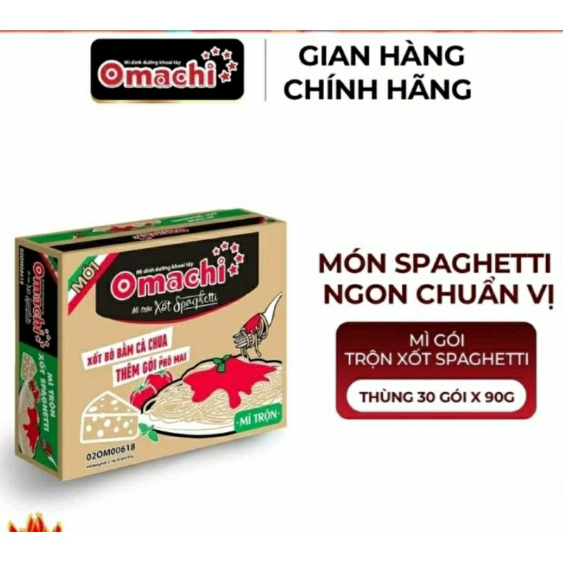 Thùng mì trộn xốt spaghetti Omachi (30 gói ×90g)