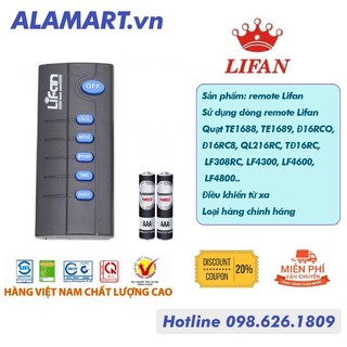 Remote quạt Lifan( tấc cả dòng quạt remote Lifan) (kèm 2 pin)