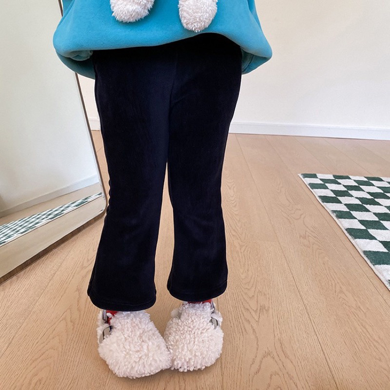 Quần Ống Loe Nhung Tăm Nót Lông Co Giãn Thời Trang Hàn Quốc Cho Bé Gái