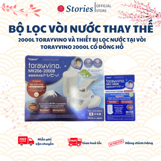 Combo 2 Bộ lọc vòi nước thay thế 2000L Torayvino và Thiết bị lọc nước tại vòi Torayvino 2000L có đồng hồ Nhật Bản