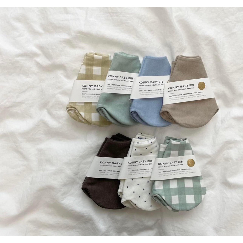 Yếm cổ tròn cotton konny xoay 360 độ cho bé trai bé gái từ 0-36 tháng