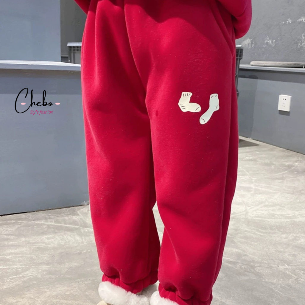 Bộ quần áo nỉ bông cho bé trai bé gái mùa đông size 8-26kg siêu ấm