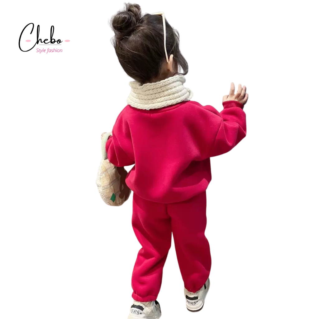 Bộ quần áo nỉ bông cho bé trai bé gái mùa đông size 8-26kg siêu ấm