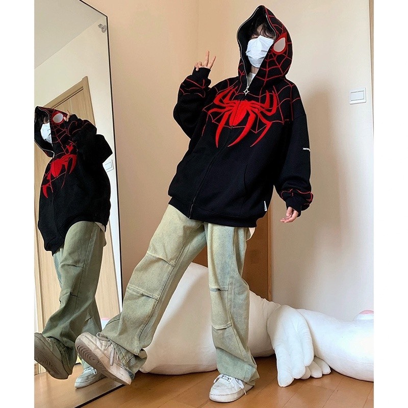 Áo Hoodie Nam Nữ Có Mũ In Họa Tiết Nhện Mẫu Mới Nhất H09