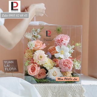 Hộp mica cắm hoa siêu trong suốt