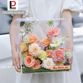 Hộp mica cắm hoa siêu trong suốt