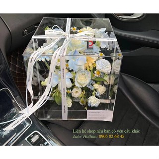Hộp mica cắm hoa siêu trong suốt