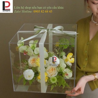 Hộp mica cắm hoa siêu trong suốt
