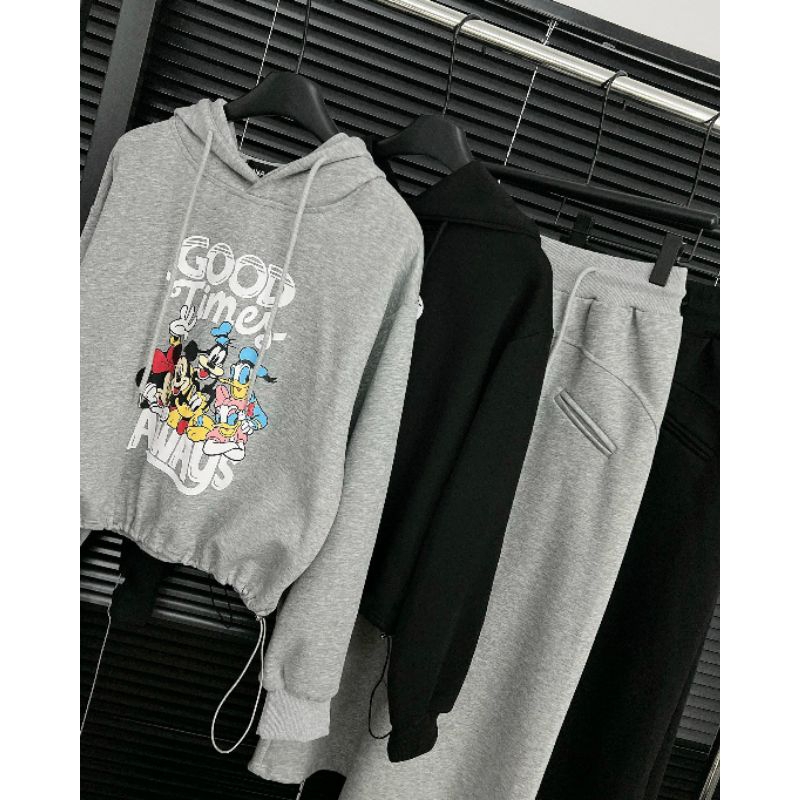 Sét bộ nỉ áo mũ và chân váy dài