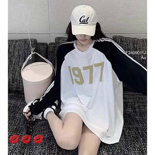 [ Rẻ giật mình ] ÁO THUN SỌC TAY 1977 FREESIZE FROM<75kg . Có tặng kèm kẹp tóc