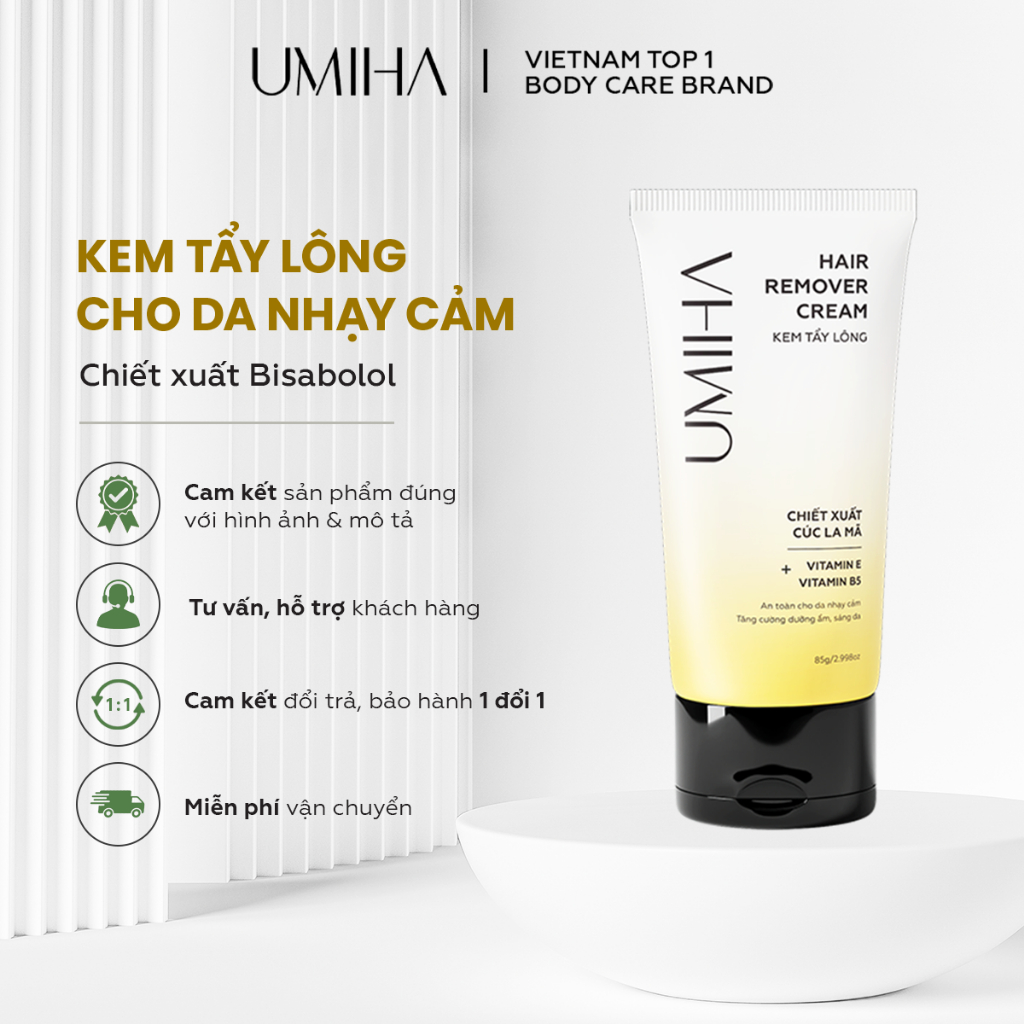 Kem tẩy lông UMIHA (85g) chiết xuất Cúc La Mã dành cho da nhạy cảm - Tẩy lông chân, tay, nách, bikini vùng kín