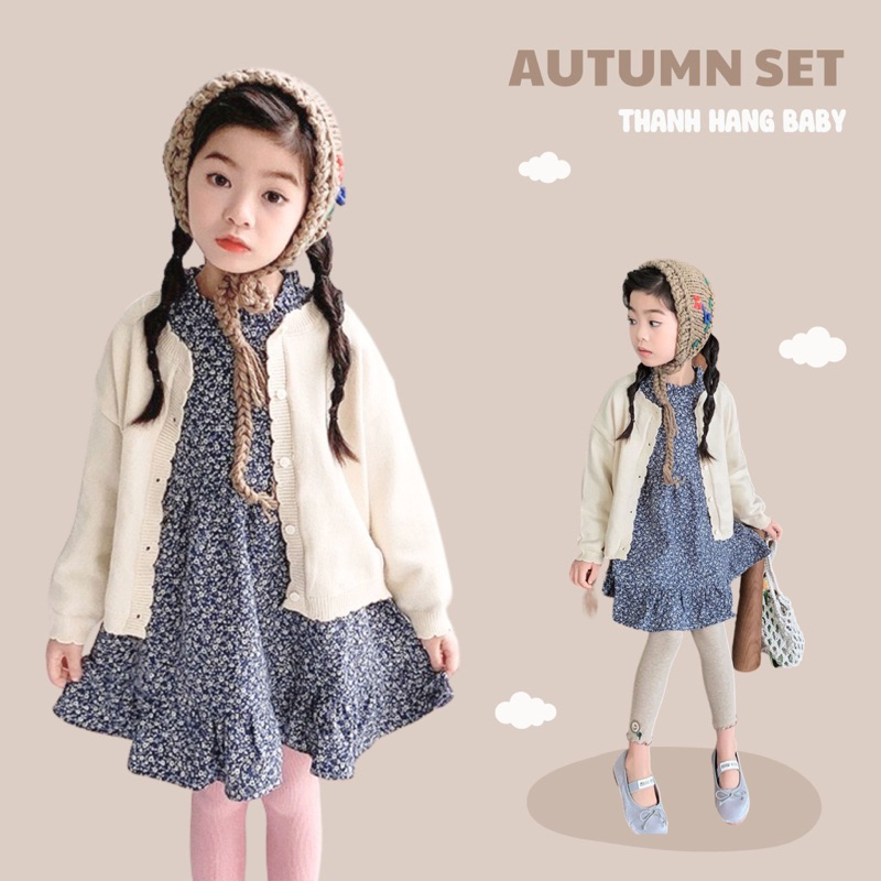 Set váy cho bé gái Thanh Hằng Baby, set đồ thu đông cho bé gái từ 11kg - 31kg