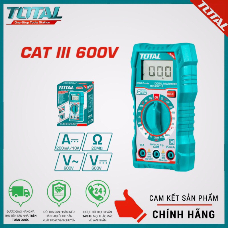 ĐỒ NGHỀ TOTAL Đồng hồ đo điện vạn năng TMT460012