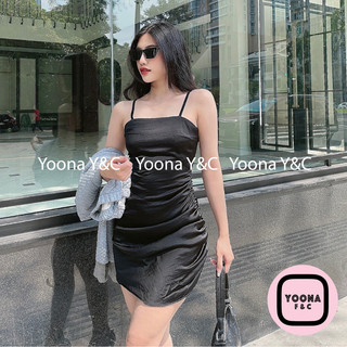 Đầm Nhún 5 Nút Sườn Yoona 1638 - Váy Body Hai Dây Dự Tiệc Đầm 2 Dây Xẻ Tà Nhún Ngực Thiết Kế Đi Đám Cưới Nhiều Màu