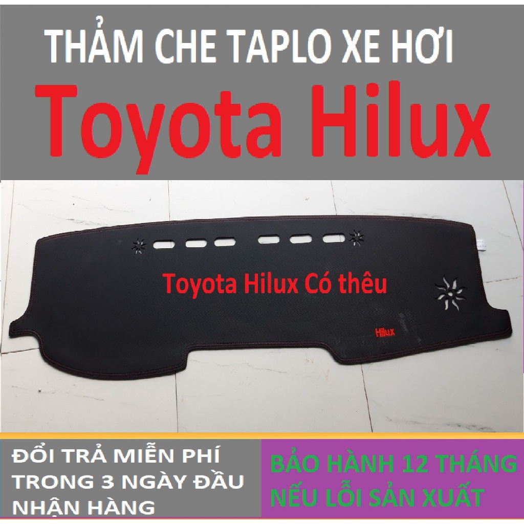 Thảm Taplo Toyota Hilux,Thảm Lót Taplo Xe Hơi Cao Cấp Hàng 3 Lớp Có Chống Trượt,Da Đẹp Bảo Hành 12 Tháng