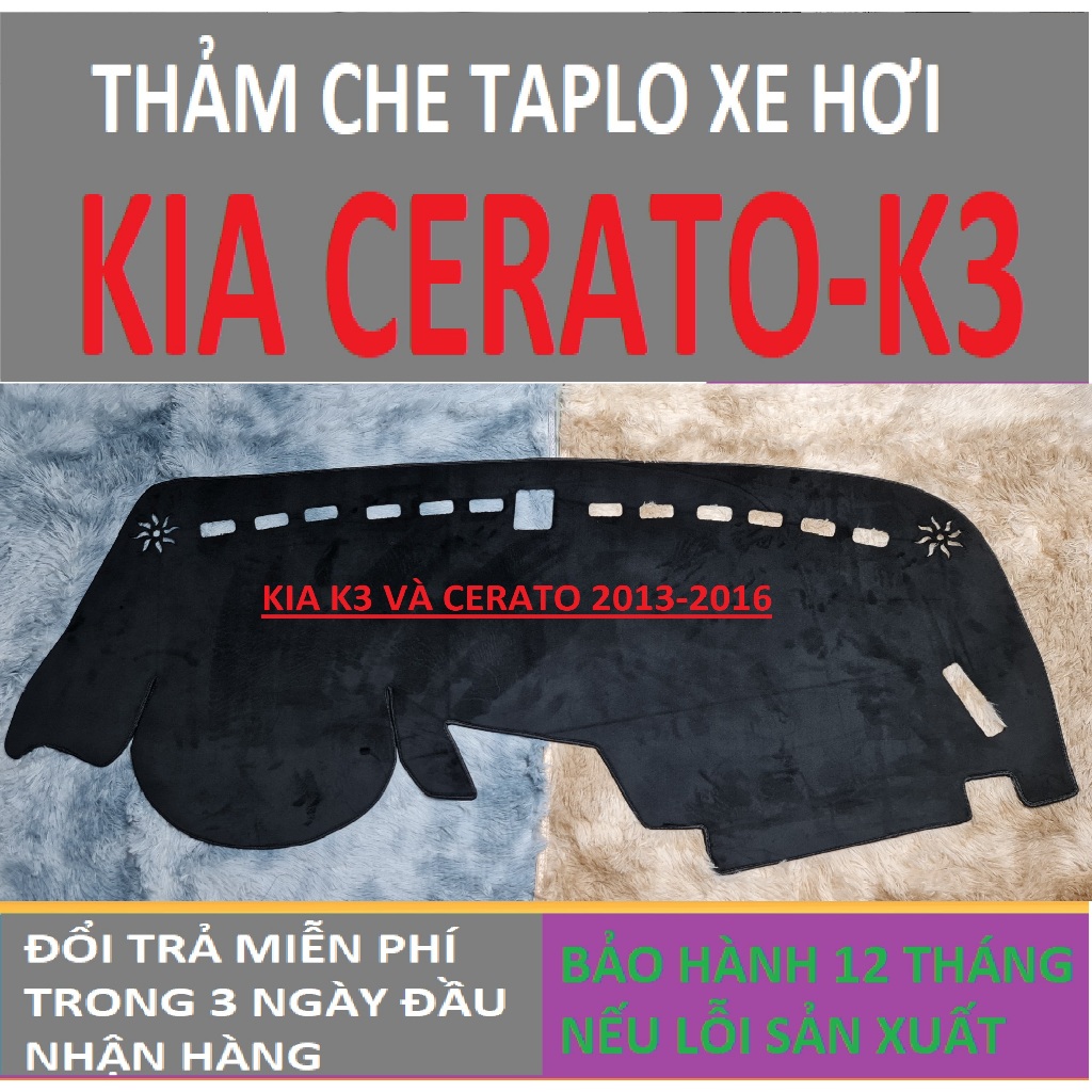Thảm Taplo Kia K3 ,Thảm Lót Taplo Xe Hơi Cao Cấp Hàng 3 Lớp Có Chống Trượt,Da Đẹp Bảo Hành 12 Tháng