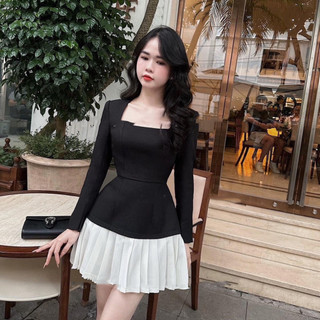 Đầm nữ xếp ly dáng ngắn dễ thương váy xinh dự tiệc sang chảnh HNclothing V236