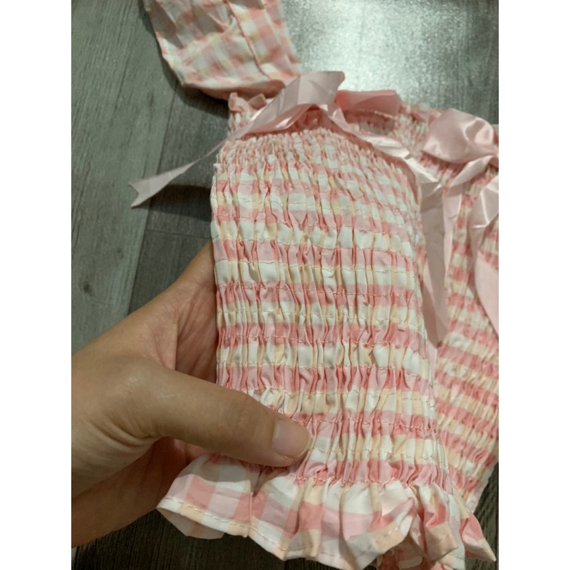 Áo 2 dây cánh tiên nhúm caro xinh size SM