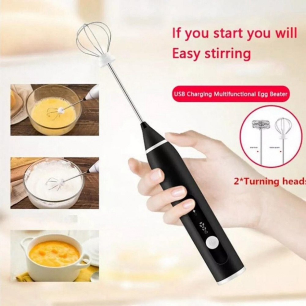 Máy đánh Trứng Cầm Tay Kèm Máy Tạo Bọt Cafe Chạy Điện Sạc USB