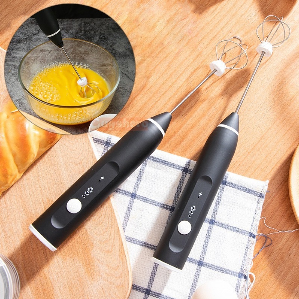 Máy đánh Trứng Cầm Tay Kèm Máy Tạo Bọt Cafe Chạy Điện Sạc USB