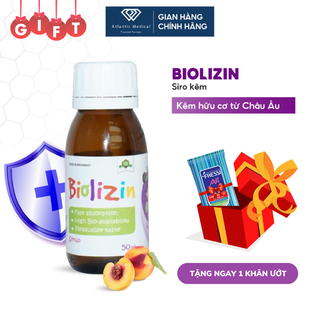 Siro BIOLIZIN Bổ Sung Kẽm Kích Thích Trẻ Ăn Ngon Miệng, Hỗ Trợ Tiêu Hóa, Tăng Sức Đề Kháng Lọ 50ml
