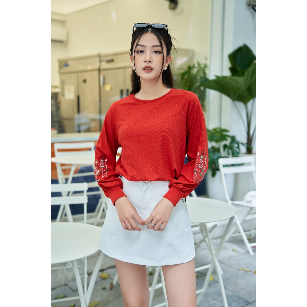 Áo thun tổ ong SUNFLY basic thêu tay SFA1022